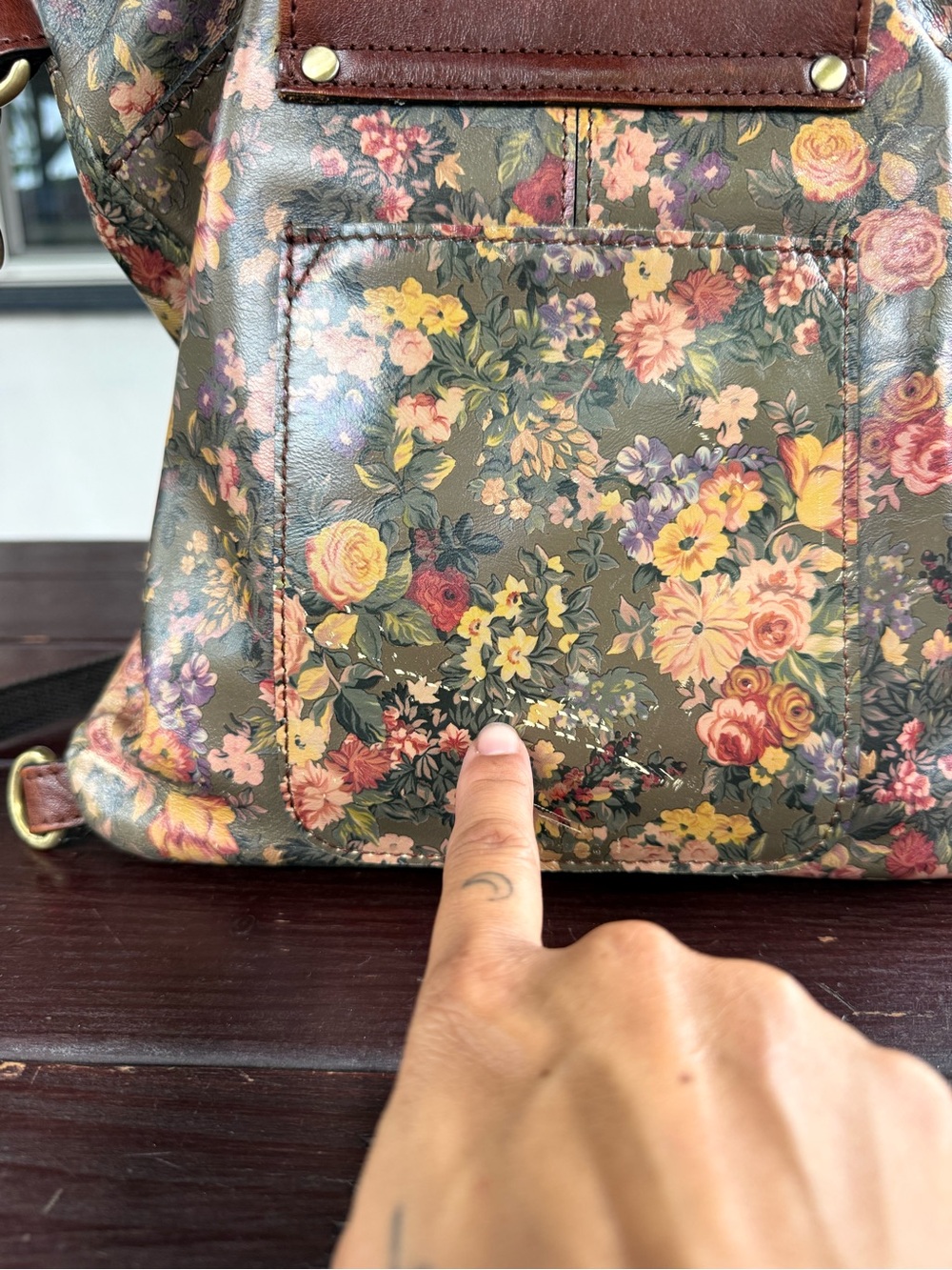 Patricia Nash Floral Leather Convertible Backpack Crossbody Bag Purse - Picture 7 of 12